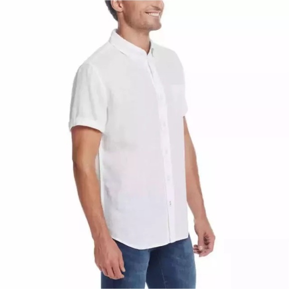 Weatherproof Vintage Men’s Washable Linen Short Sleeve Woven Shirt White XXL - Picture 2 of 9